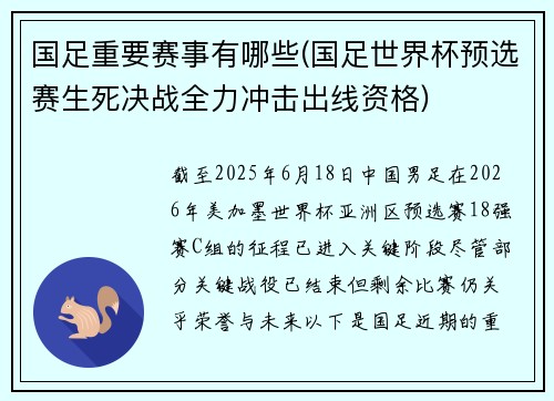 国足重要赛事有哪些(国足世界杯预选赛生死决战全力冲击出线资格)